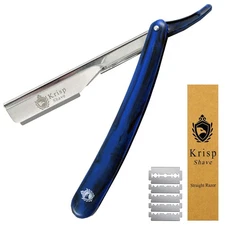 Professional Straight Razors For Men 2mm Exposed Blade Blue Marble Design 