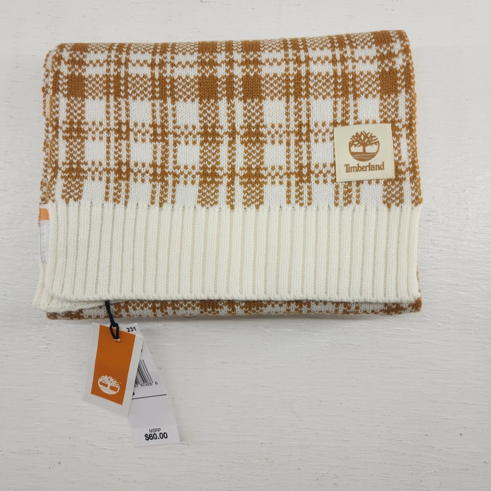 Timberland OS Wheat White Plaid Knit Winter Scarf Outdoor Gorpcore Unisex
Opens in a new window or t