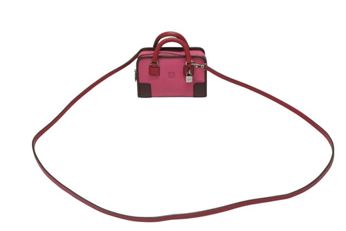 LOEWE Amazona Micro Mini Shoulder Bag Leather Pink Wine Red Women's #WSB9119