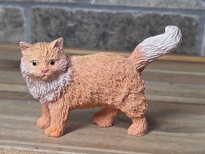 Playful Orange Tabby Cat Shelf Sitter Figurine Eyes Life Like Sitting Decor