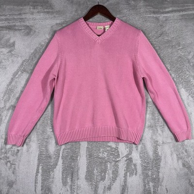 L.L.Bean women's v-neck Knit sweater Pink Women s Medium Retro Y2K Classic