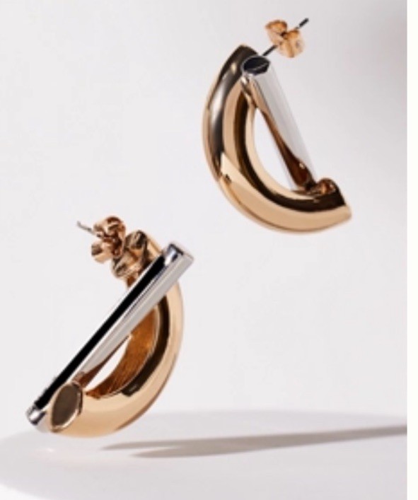 Anthropologie Statement TWO-TONE CRISSCROSS POST FASHION EARRINGS