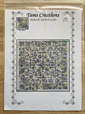 Tams Creations BLACKWORK: ROUND THE GARDEN Needlepoint Embroidery Pattern