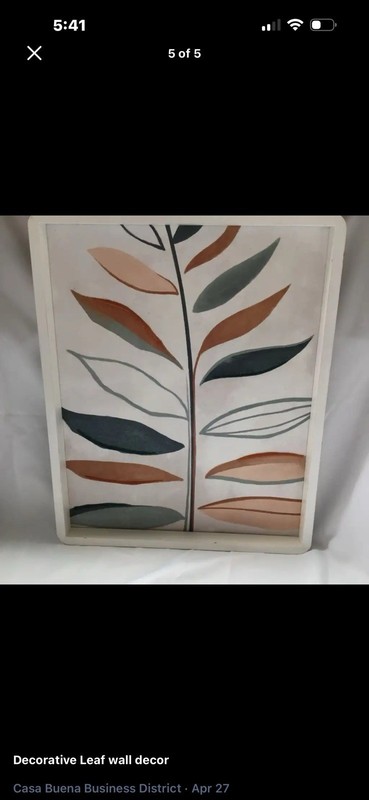 Botanical Leaves Wall Art Terracotta Green And Gold  Abstract