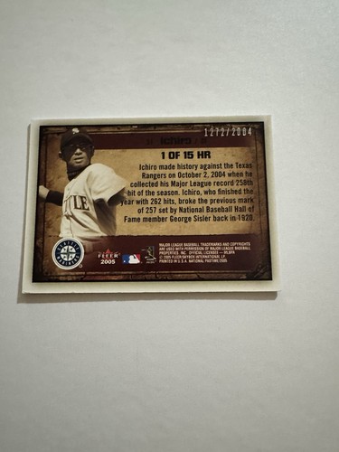 Ichiro 2005 Fleer America's National Pastime #1 Of 15 HR #1272/2004 - Picture 5 of 5