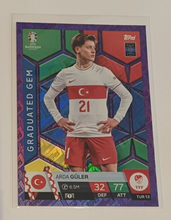PARALLEL SAPPHIRE ROOKIE RC ARDA GULER Turkey TOPPS MATCH ATTAX EURO 2024 Card