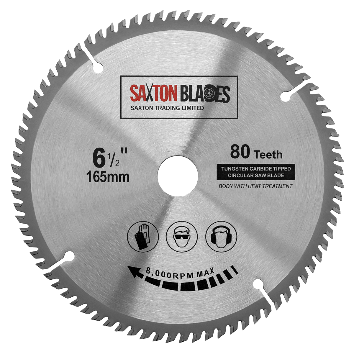 Saxton TCT Fine Cut Circular saw blade 165mm x 80T fits Dewalt Makita Bosch etc