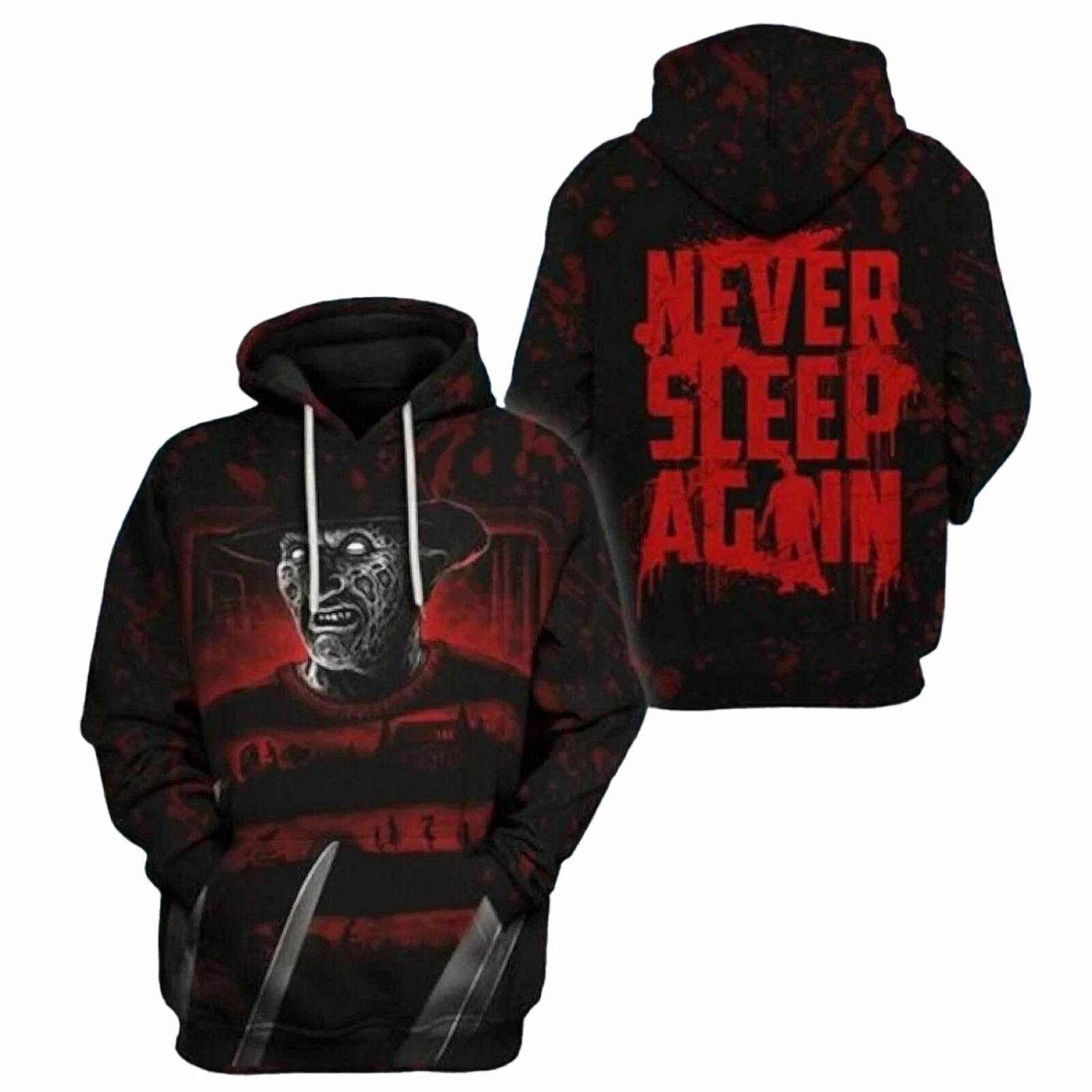 Halloween Freddy Krueger Never Sleep Again Halloween 3D HOODIE
