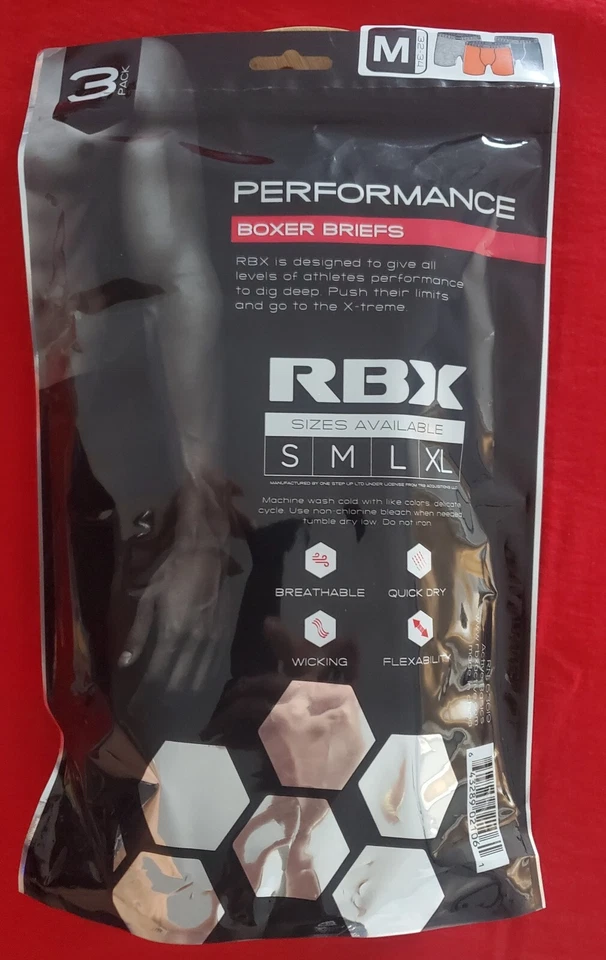 RBX Men's Quick Dray Sports Performance Boxer Briefs (3 pack) - Image 2 of 4