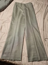Vintage Escada Wool Silk Gray Trousers/ Pants Rhinestones Down Sides Of Leg 40