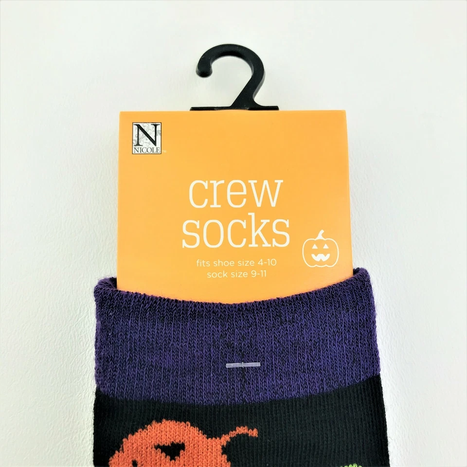 Mujer Lunares Calabaza (1) Par Divertidos Halloween Novedad Calcetines Crew Foto 4 de 4