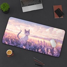 Kawaii Desk Accessories, Kawaii Desk Mat, Anime Cat Mouse Pad, Cute Cat Desk Mat