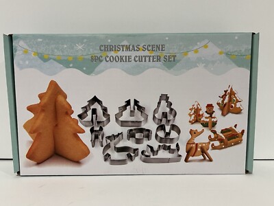 World Market Christmas Scene Cookie Cutter Set 3D Tree Snowman Reindeer Sleigh