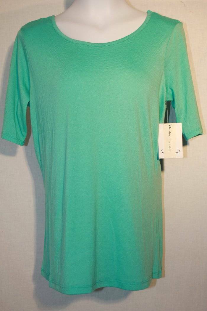 NEW Womens Blouse Size Large Top Caged Back Shirt Green Soft