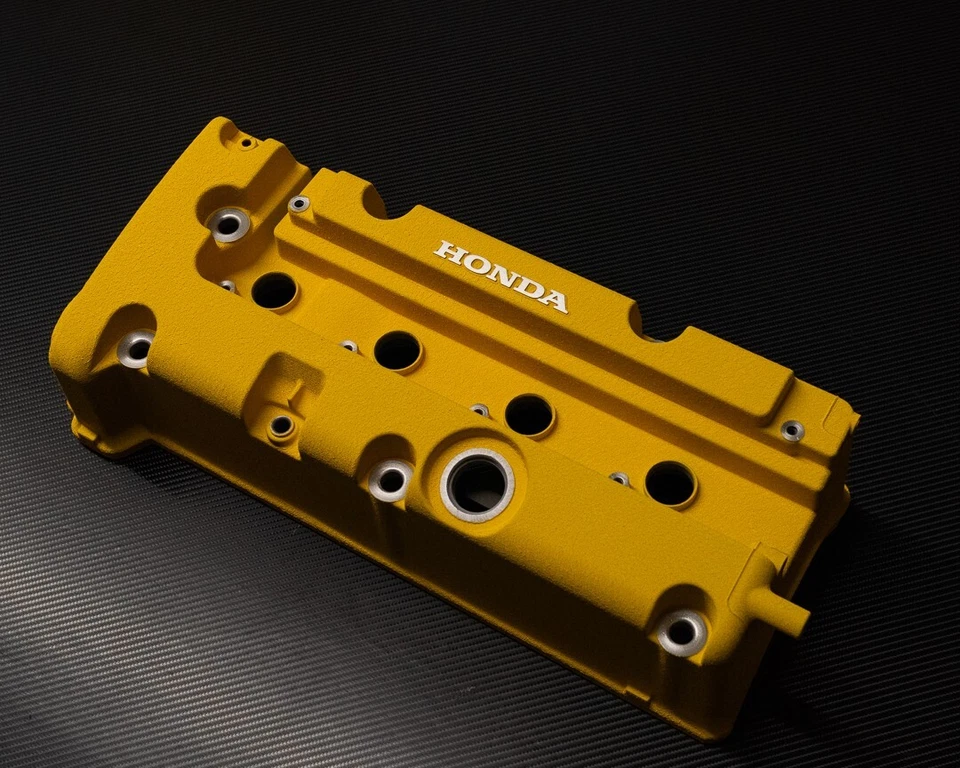 Honda K24 K20 Serie K Tipo R Civic RSX Cubierta de Válvula Recubrimiento en Polvo ARRUGAS AMARILLO Foto 4 de 4