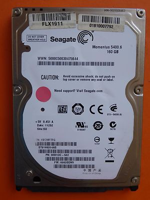160 GB Seagate ST9160314AS | PN: 9HH13C-502 | FW: 0003SDM1 | 6VC | SU