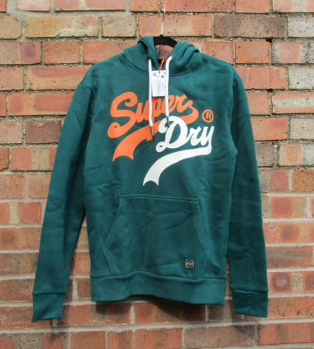 Superdry Hoody Classic College Script Hoodie Pullover Medium 42" Chest Green New - Picture 1 of 15