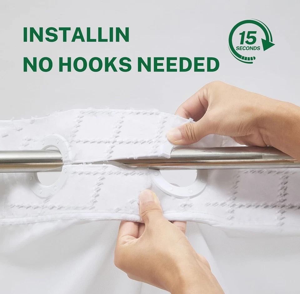 No Hook Shower Curtain and Snap in Liner Set, White - Image 3 of 3
