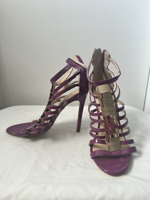 Scene Purple Open Toe Stiletto Gladiator Heels Zip Size 6 NWOB Embellished Strap