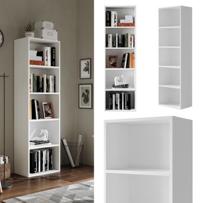 Bücherregal Bob Weiß 40 x 132 cm mit 5 Fächern Vicco
