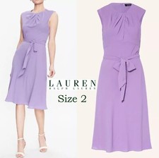 Ralph Lauren Wisteria Cap Sleeve Bubble Crepe Midi Dress NWT Size2