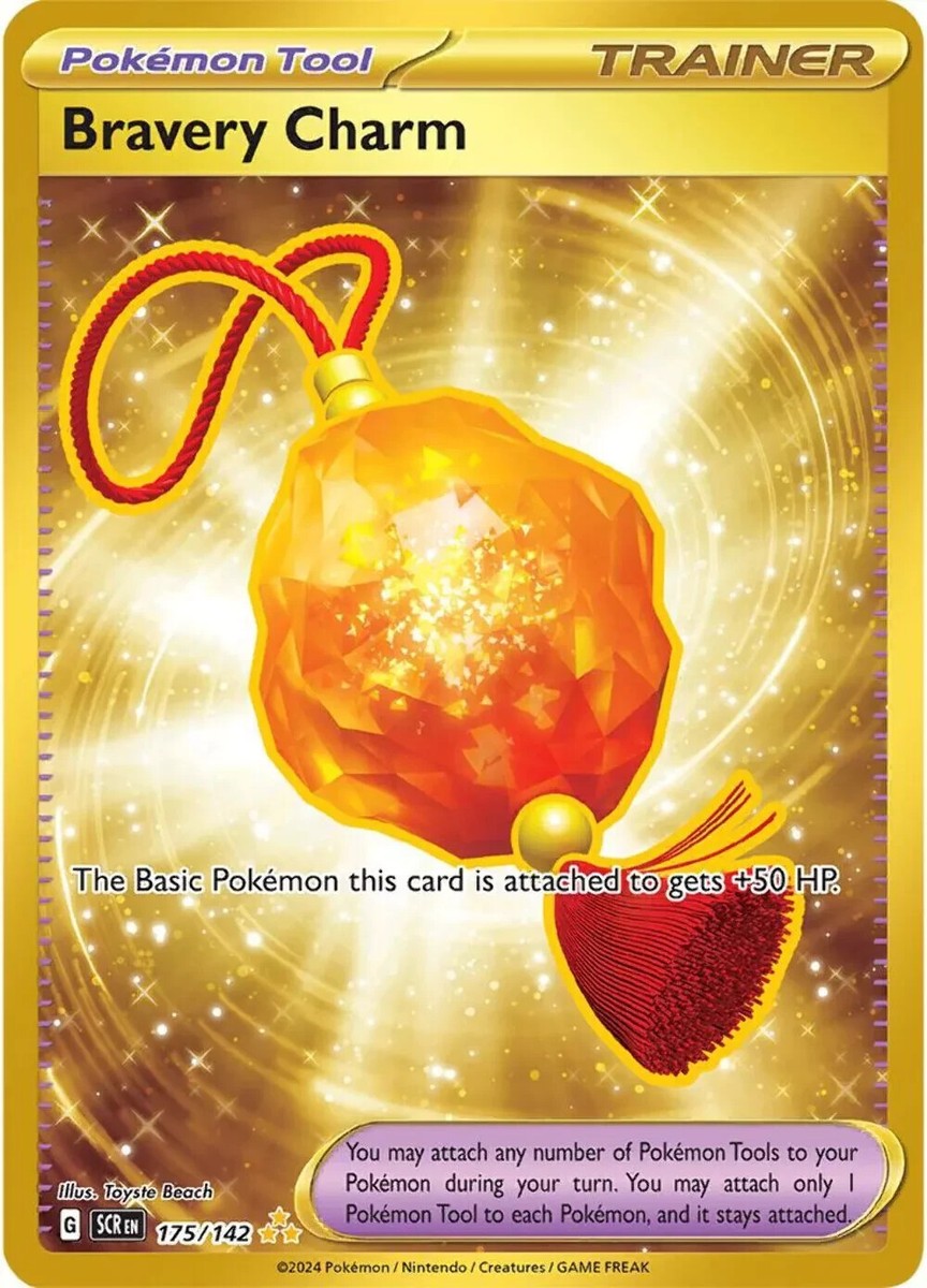 Pokmon TCG Bravery Charm 175/142 Gold Secret Rare Stellar Crown NM/M | eBay Pokmon TCG Bravery Charm 175/142 Gold Secret Rare Stellar Crown NM/M | eBay