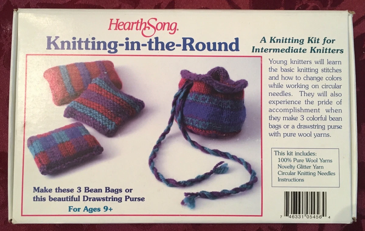 New Learn To Knit Kit Yarn Knitting Needles Tapestry Needle & Book Included  NIB