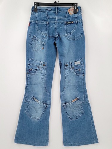 Gazoz Jeans Youth Girls Size 26x30 Blue Bootcut Jeans Pocket Designs - Picture 2 of 9