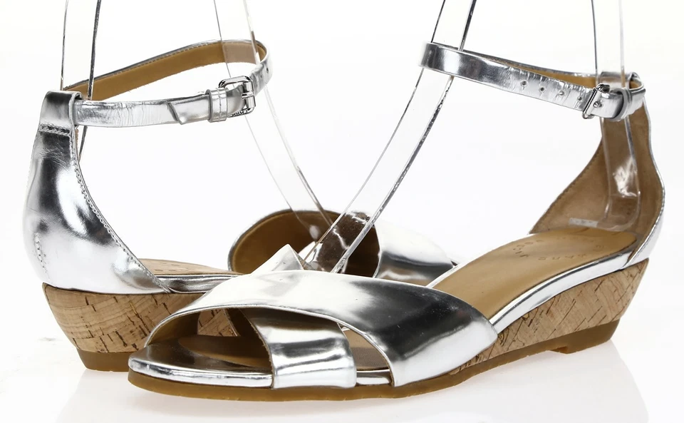 Sandalias de cuña Marc By Marc Jacobs para mujer de cuero plateado metálico talla 36,5 Foto 2 de 4