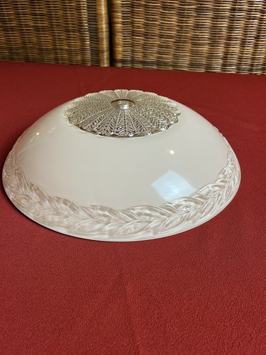 Vintage Art Deco Embossed Glass Ceiling Light Shade 12” Clear And Pink - 第 9/13 張圖片