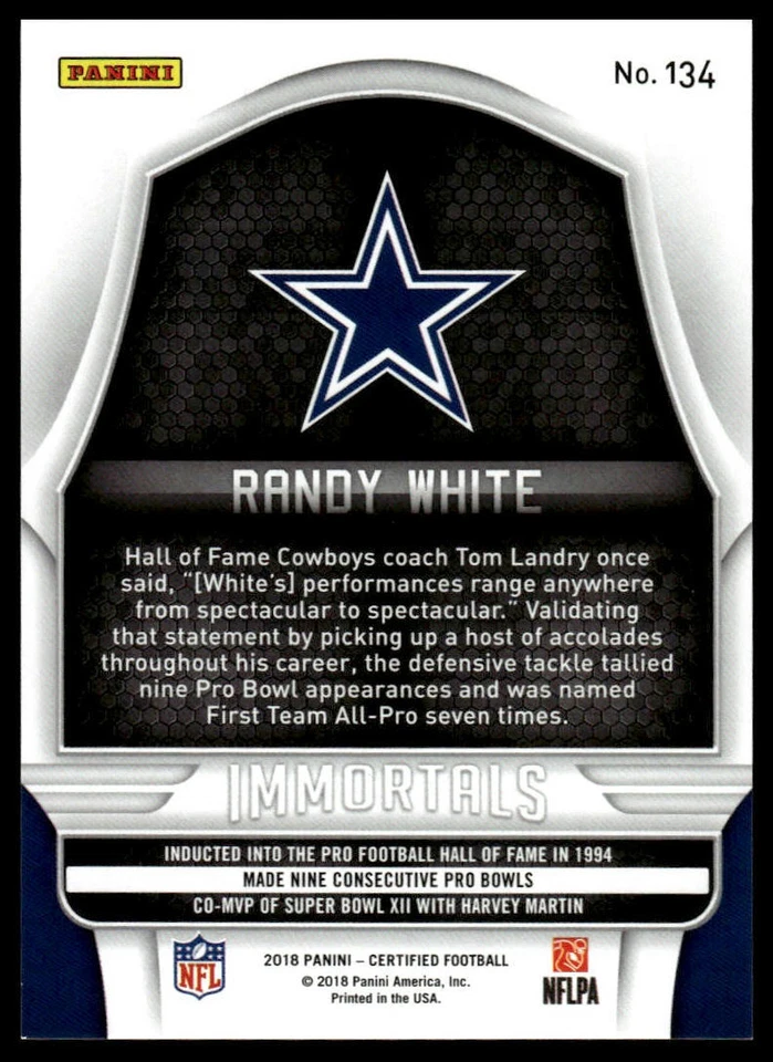2018 Panini Certified #134 Randy White #/999 - Image 2 of 2