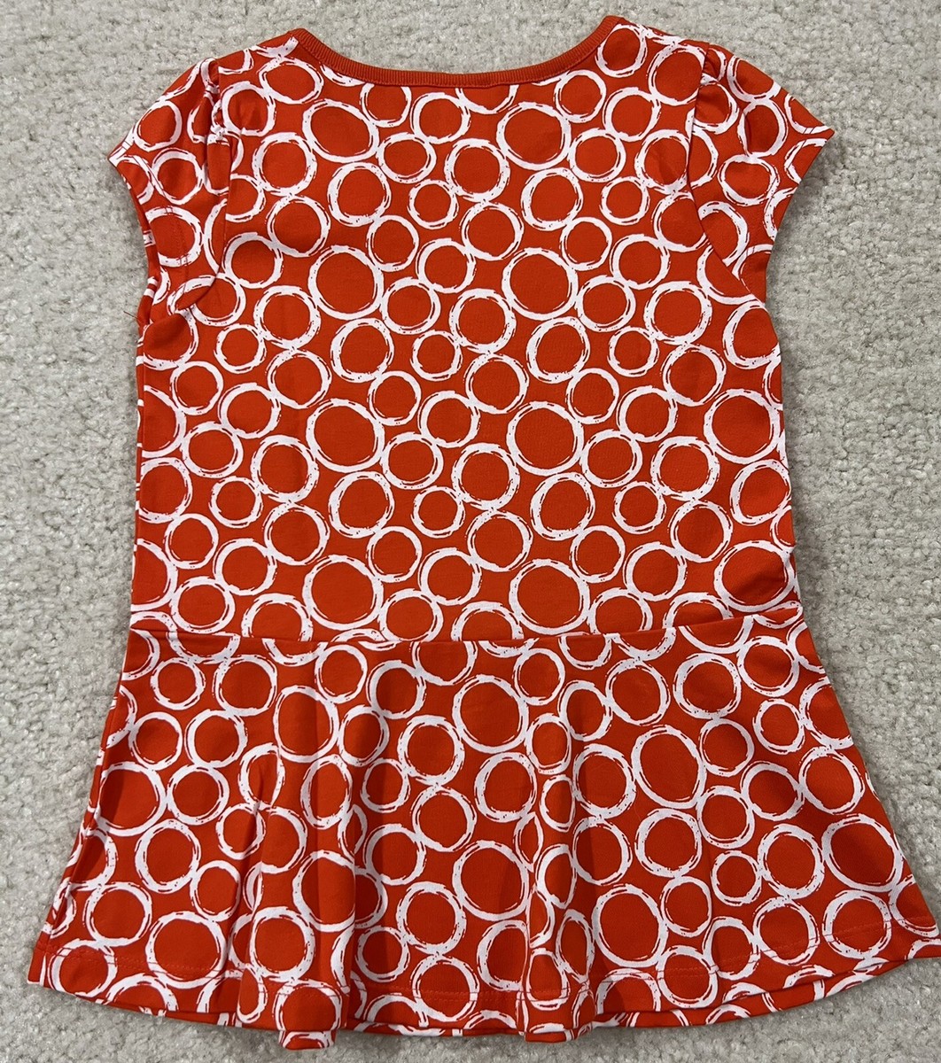Haut Gymboree Fille - Bleu Foncé à Pois Blancs - Péplum Orange Avec Nœud - Taille 7 - Neuf Avec étiquette