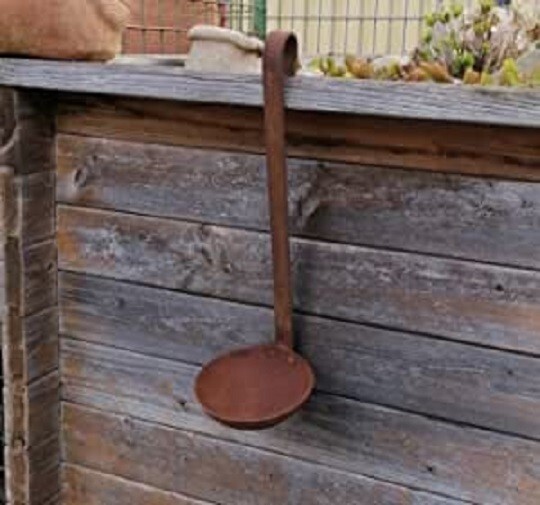 Kelle 37 cm aus Edelrost Metall Eisen Garten Deko Landhaus Schöpflöffel Geschirr