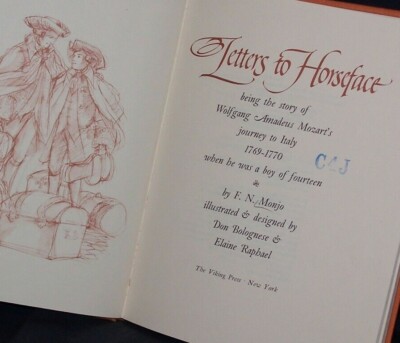 Letters to Horseface by F.N. Monjo - 1975 1st Edition Wolfgang Amadeus Mozart