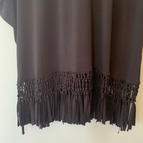 Dotti Beach Blossom Macrame Fringe Tunic Cover Up. Black, size large - Picture 3 of 6