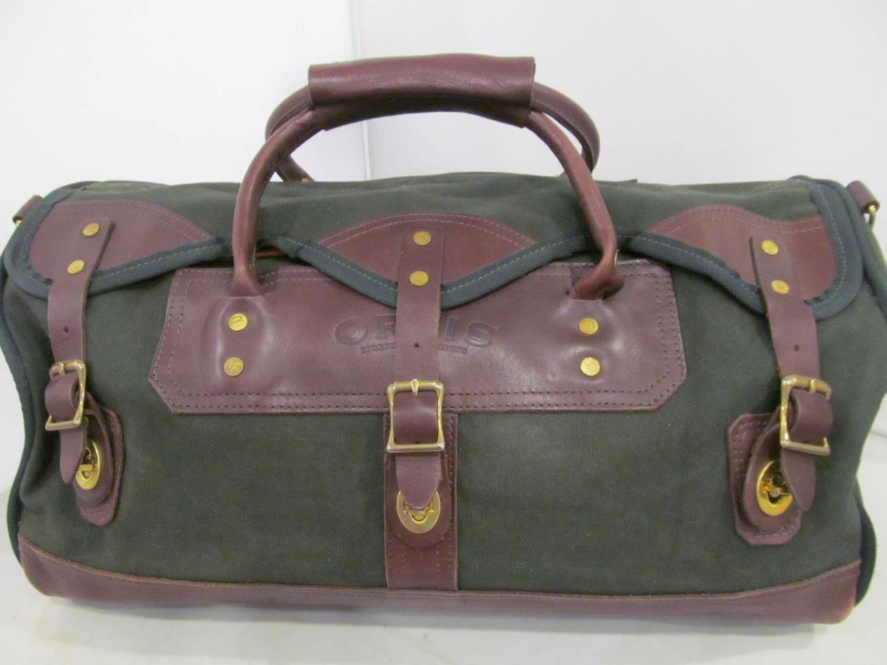 Vtg ORVIS BATTENKILL Leather Canvas DUFFLE BAG Luggage *Missing