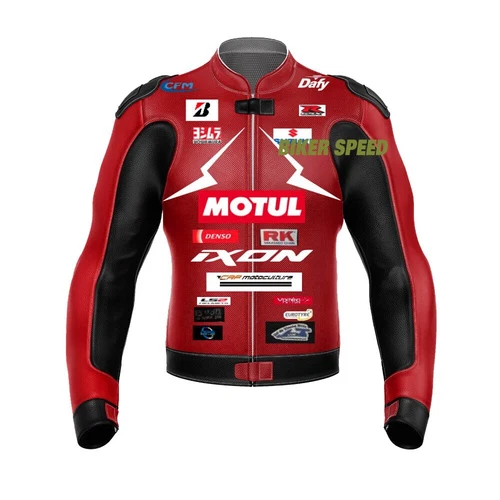 Team Suzuki GXSR Motul Motorbike Racing Sports Leather Jacket image 2