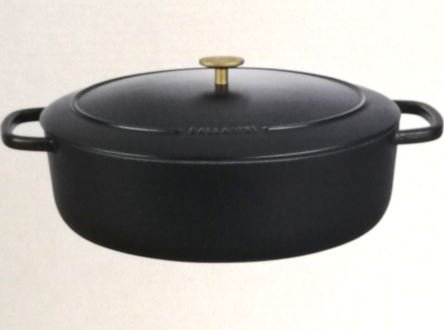 BALLARINI Cocotte BELLAMONTE 37 cm ovale 9,5 litres rôtisseur en fonte noire - Photo 1/5