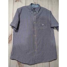 Chaps Shirt Men's Large purple black check short sleeve