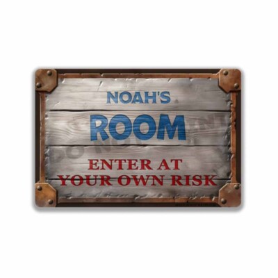 Personalized Boys Room METAL Sign OR VINYL DECAL Bedroom Door Kids Gift 8x12