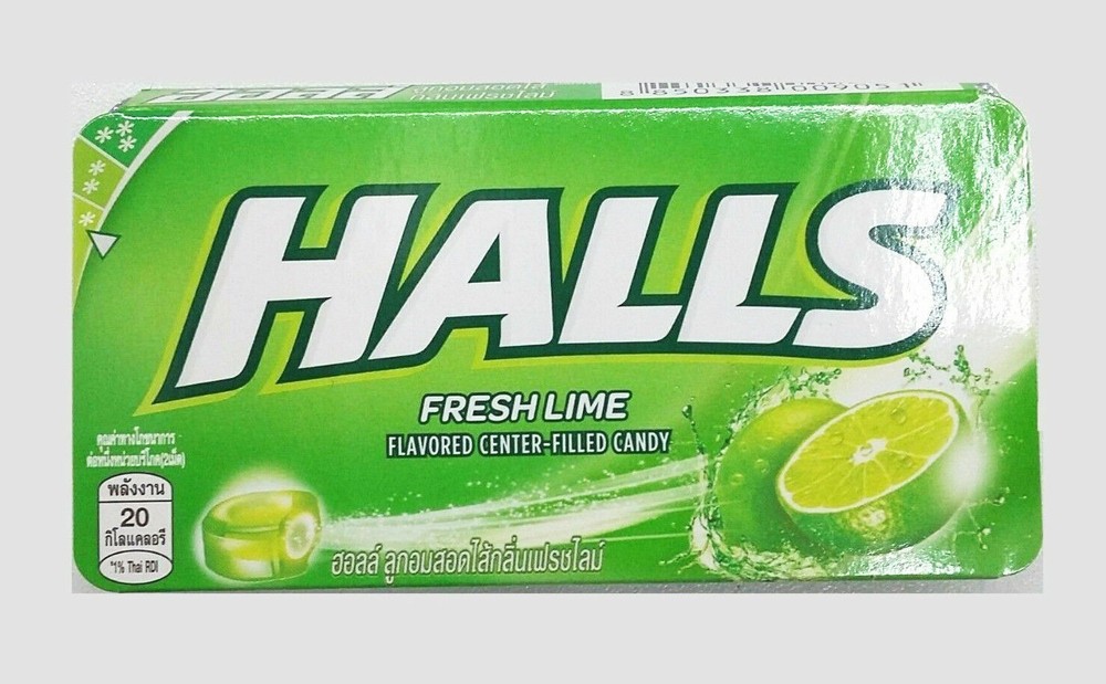 Halls Fresh Lime Center-Filled Candy 8 Tablets for Instant Fresh Breath