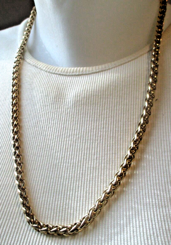 GRAND COLLIER CHAÎNE rétro bijou vintage plaqué argent maille chevron rond *381 EUR 29,00