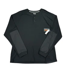 Bass Outdoor Mens Hiker Henley Long Sleeve Thermal T-Shirt Black 2XL