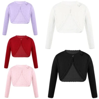 INHZOY DE Mädchen Strickjacke Langarm Bolero Schulterjacke Festlich Top Bolerojackes