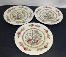 Vintage Myott Staffordshire Fine China Indian Tree Set Of 3 Dinner Plates 10" UK