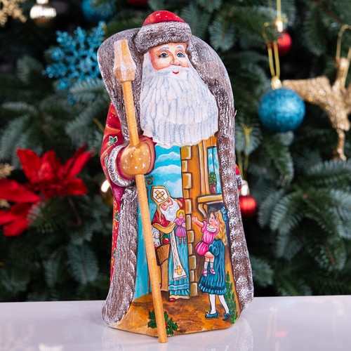 Wooden hand carved Santa Claus Figurine 9", home Christmas decor Saint Nicholas - Picture 12 of 16
