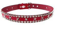 Red Star & Stud Vegan Leather Conical Stud Belt Punk Rock Thrash Queen Freddie