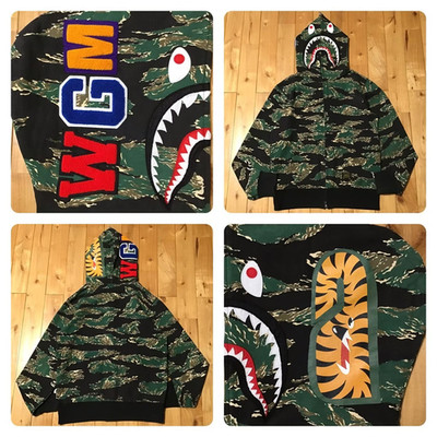 2016 BAPE Tiger Camo Shark Full Zip Hoodie A Bathing Ape Size M