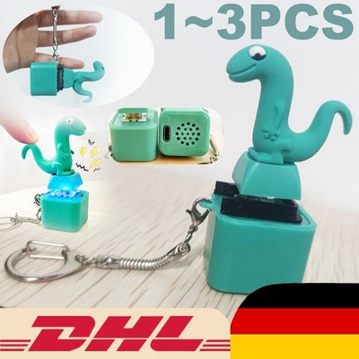 Lizard Button Keychain Sound Fidget Toy, Fun Keychain with Light Stress Relief