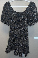 Wild Fable Dress Women's Small Puff Short Sleeve Tiered Printed Mini